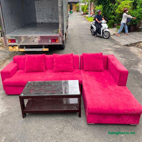 Bộ ghế sofa chữ L, sofa góc L bọc vải cũ đẹp