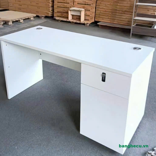 Bàn làm việc 1m2 có hộc màu trắng cao cấp - Ảnh 2