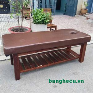 Giường massage gỗ mặt nệm bọc da tiệm spa thanh lý
