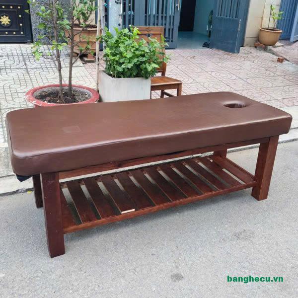 Giường massage gỗ mặt nệm bọc da tiệm spa thanh lý