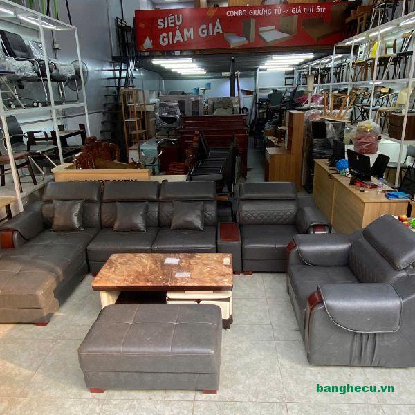 Bộ ghế sofa da phòng khách kèm bàn cao cấp