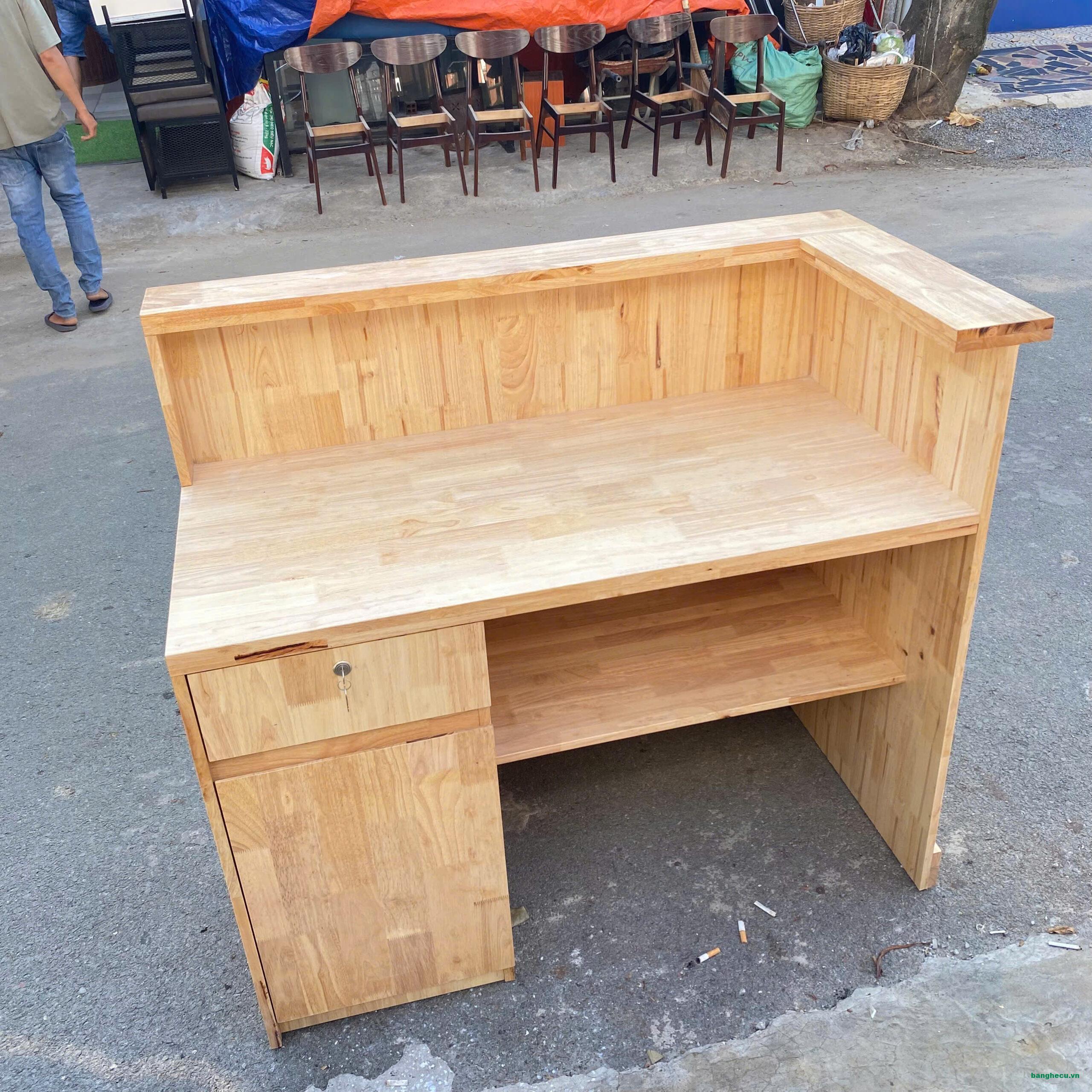 Quầy lễ tân 1m2 góc L gỗ cao su mới 100% - Ảnh 3