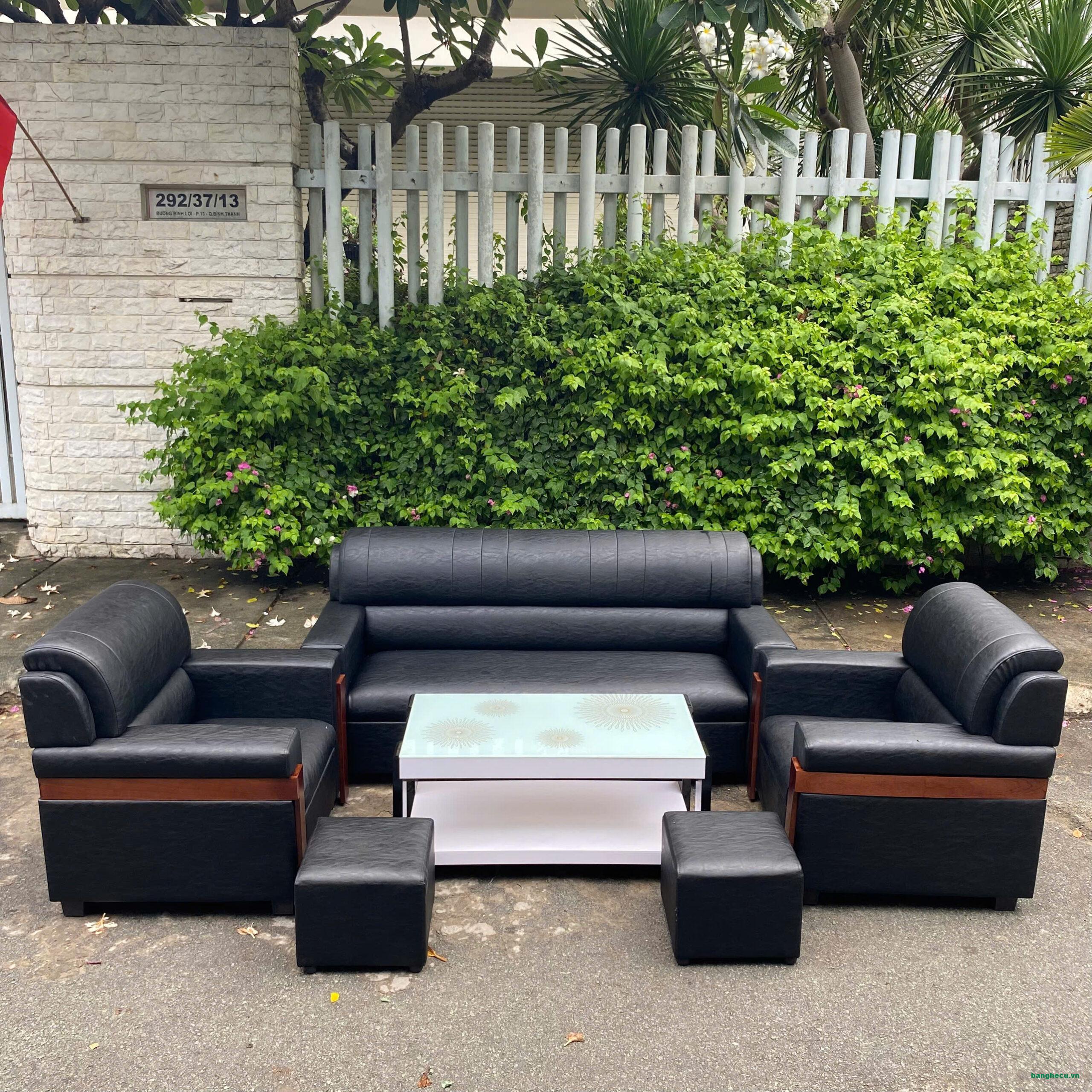 Bộ sofa da văn phòng màu đen cao cấp