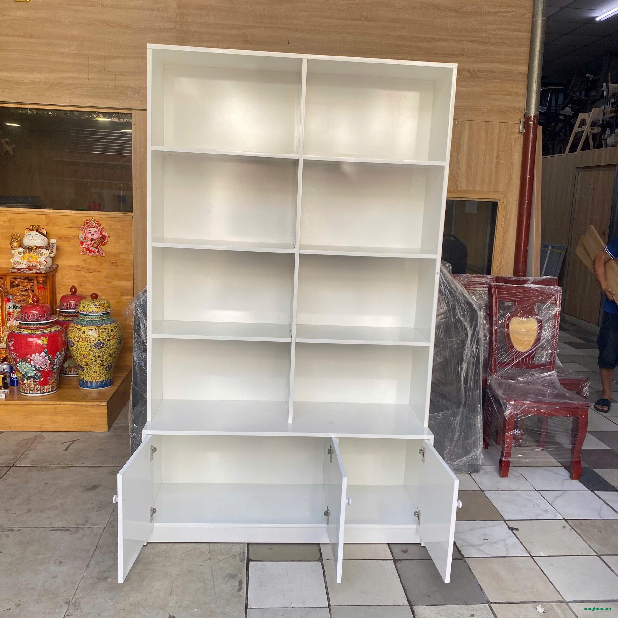 Tủ kệ trưng bày 1m2x2m gỗ MDF màu trắng - Ảnh 3