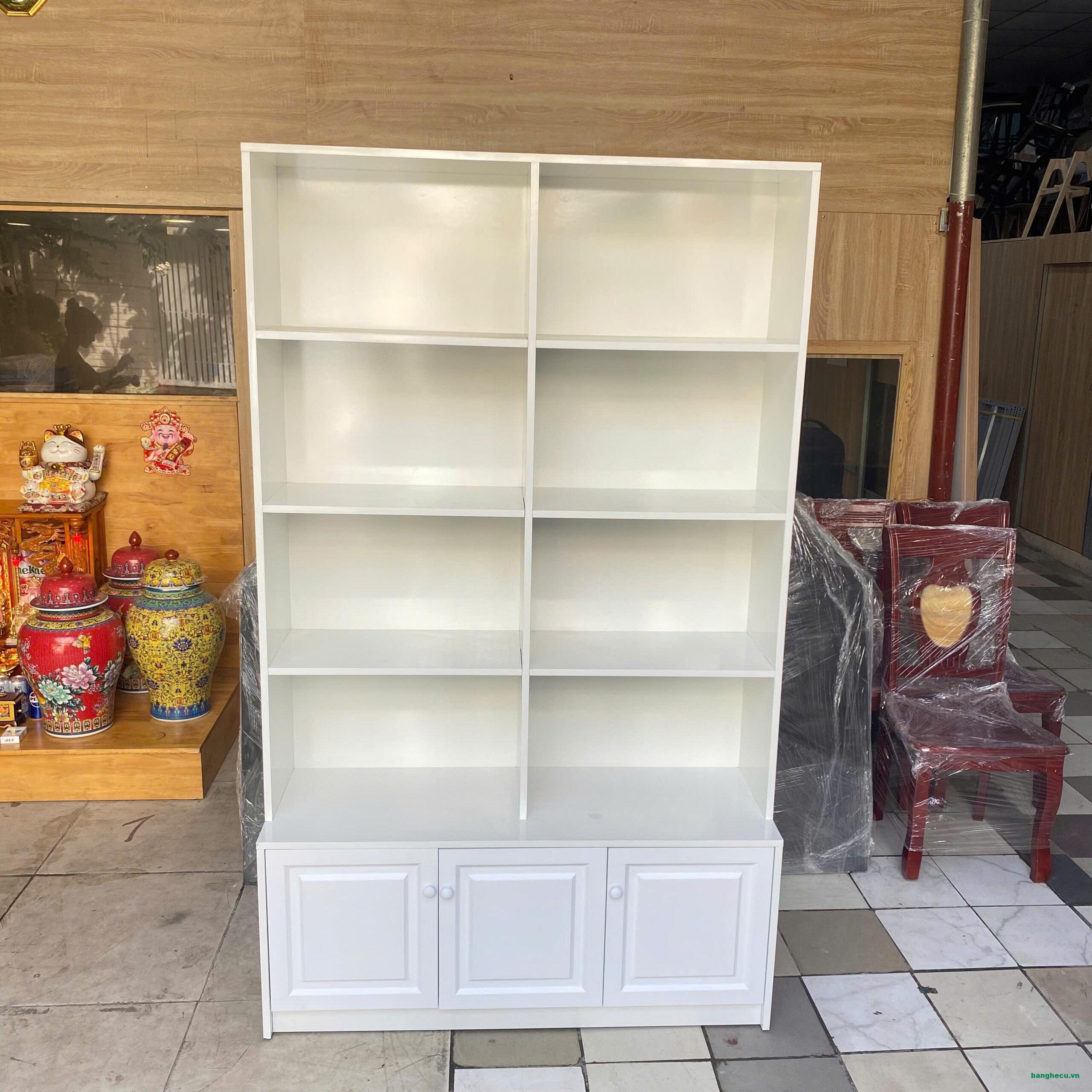 Tủ kệ trưng bày 1m2x2m gỗ MDF màu trắng