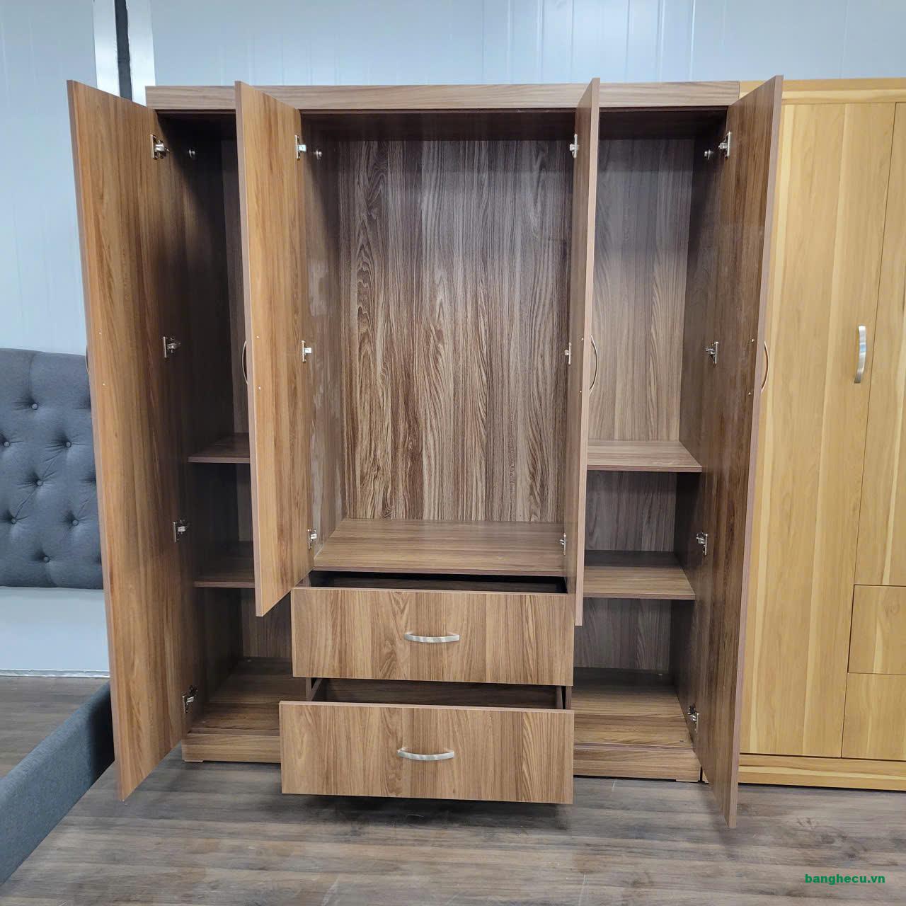 Tủ quần áo nâu cũ gỗ MDF 1m6x2m - Ảnh 2