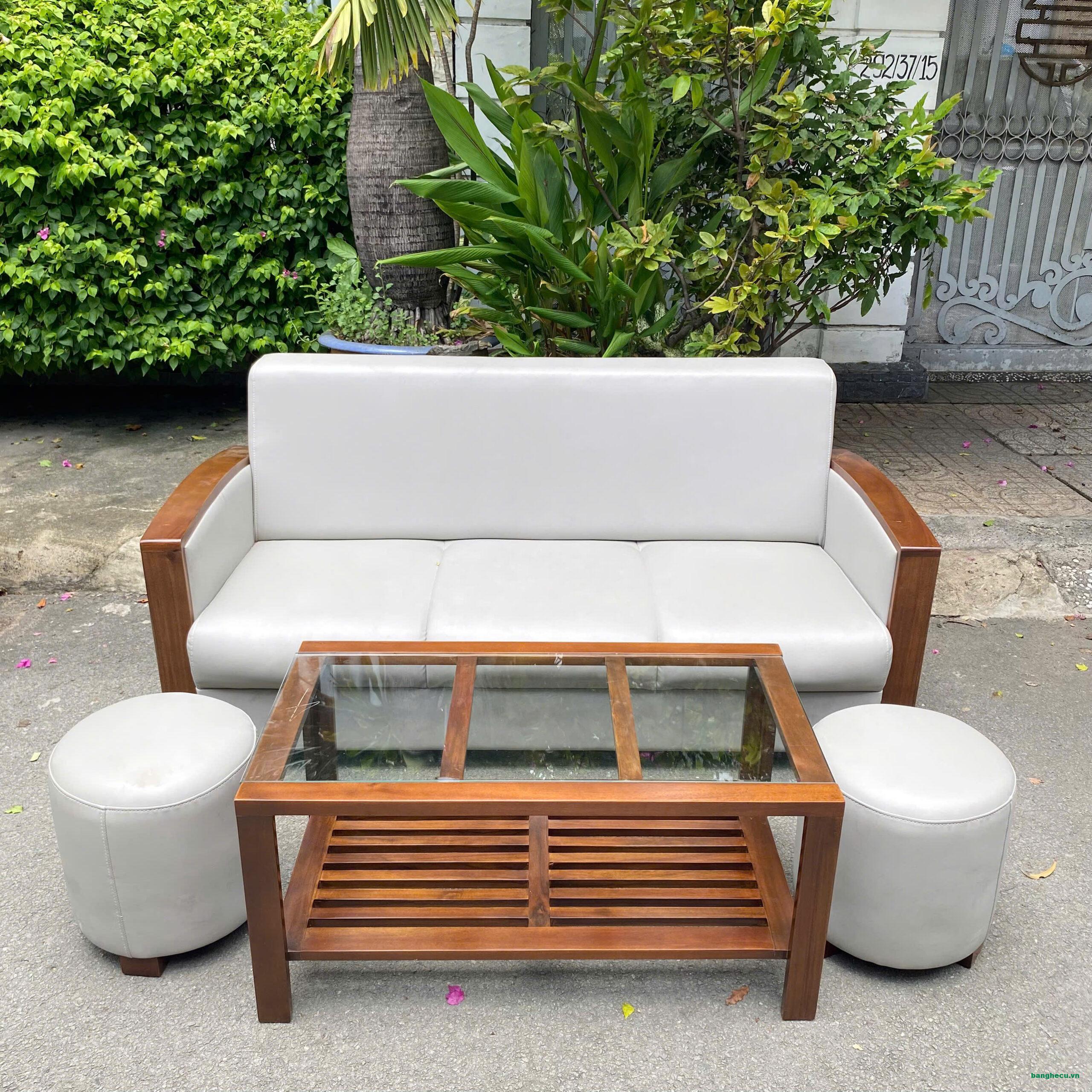 Bộ sofa da khung gỗ cao cấp như mới