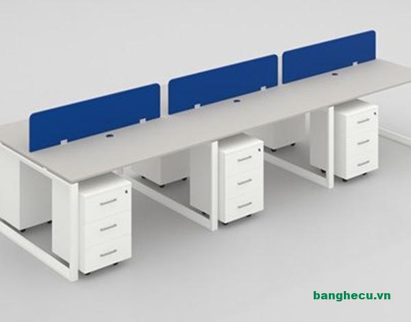 Bàn làm việc nhóm 6 chỗ vách ngăn màu trắng