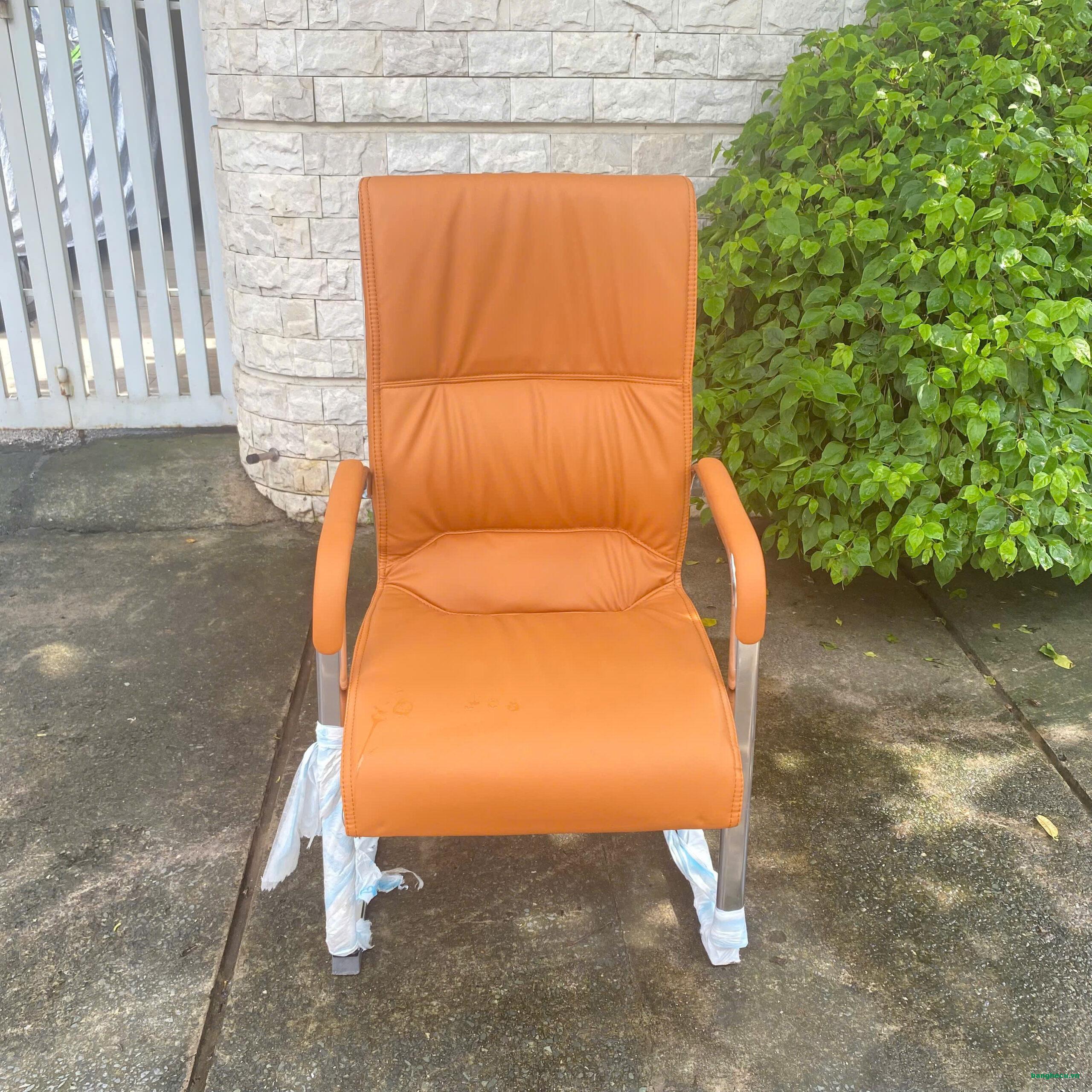 Ghế chân quỳ bọc da cao cấp màu cam