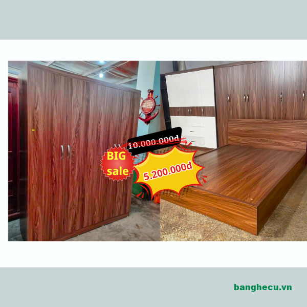 Combo giường 1m6 tủ áo đóng mới 100% - Ảnh 3