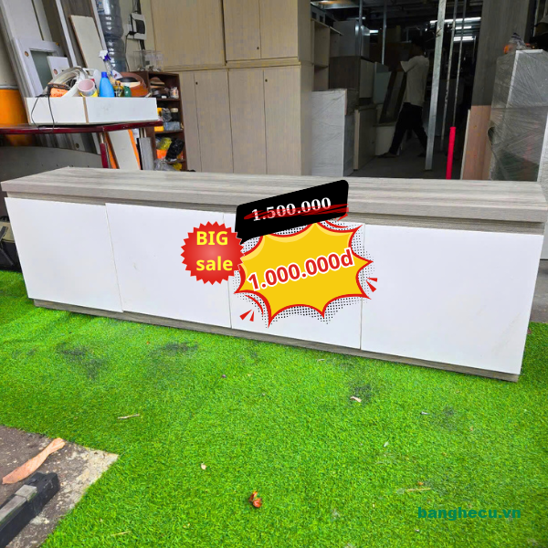 Thanh lý kệ tivi 2m1 gỗ MDF xám trắng