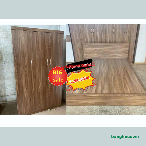 Combo giường 1m6 tủ áo đóng mới 100%