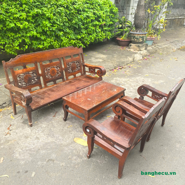 Bộ ghế salon gỗ cẩm lai tay cuộn thanh lý - hàng hiếm