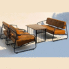Bộ ghế sofa da cafe nệm nâu khung sắt cao cấp