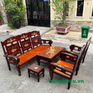 Bộ ghế salon gỗ cẩm lai tay cuộn thanh lý - hàng hiếm