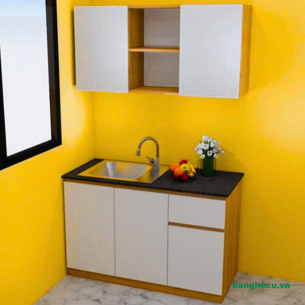 Bộ tủ bếp gỗ MDF chống ẩm mặt đá hiện đại