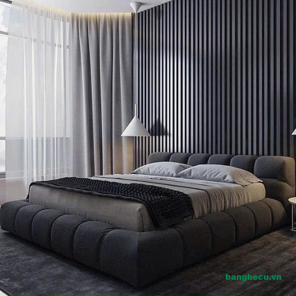 Giường bọc nệm đầu thấp Bắc Âu sang trọng - Ảnh 6