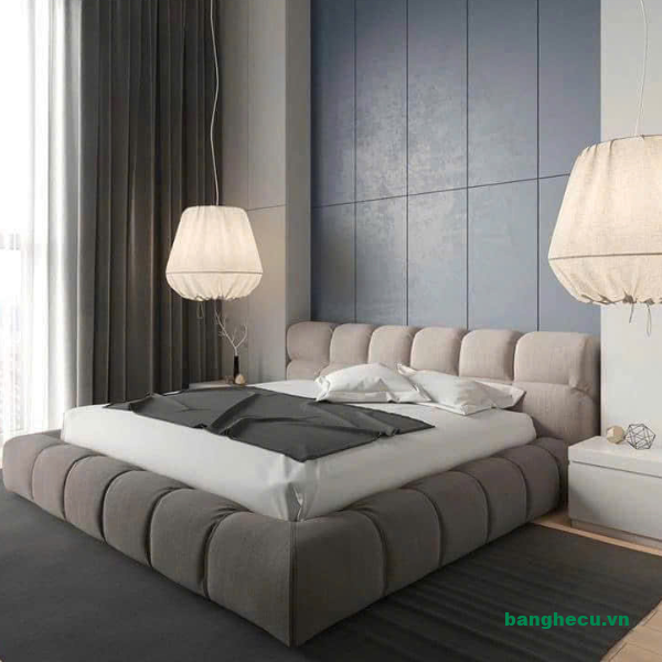 Giường bọc nệm đầu thấp Bắc Âu sang trọng - Ảnh 5
