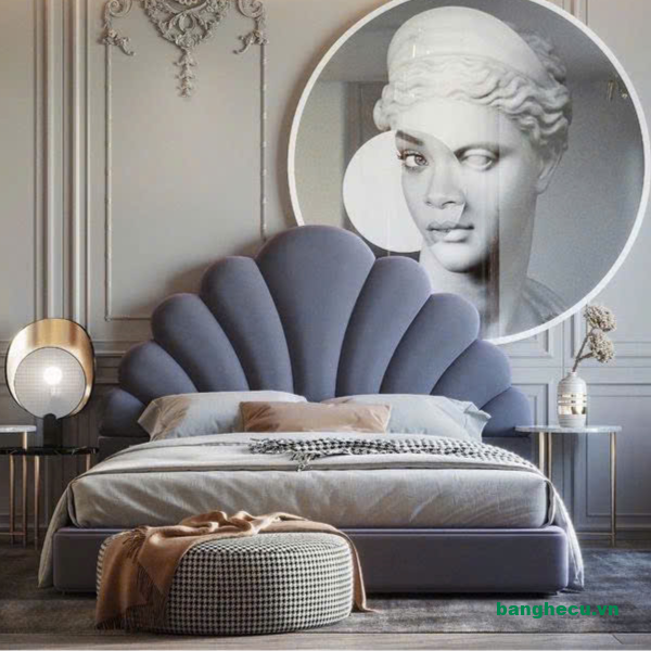 Giường bọc nệm hình vỏ sò hiện đại độc đáo, êm ái