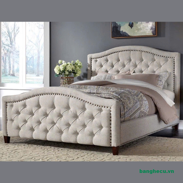 Giường bọc nệm Queen chân cao giá tốt