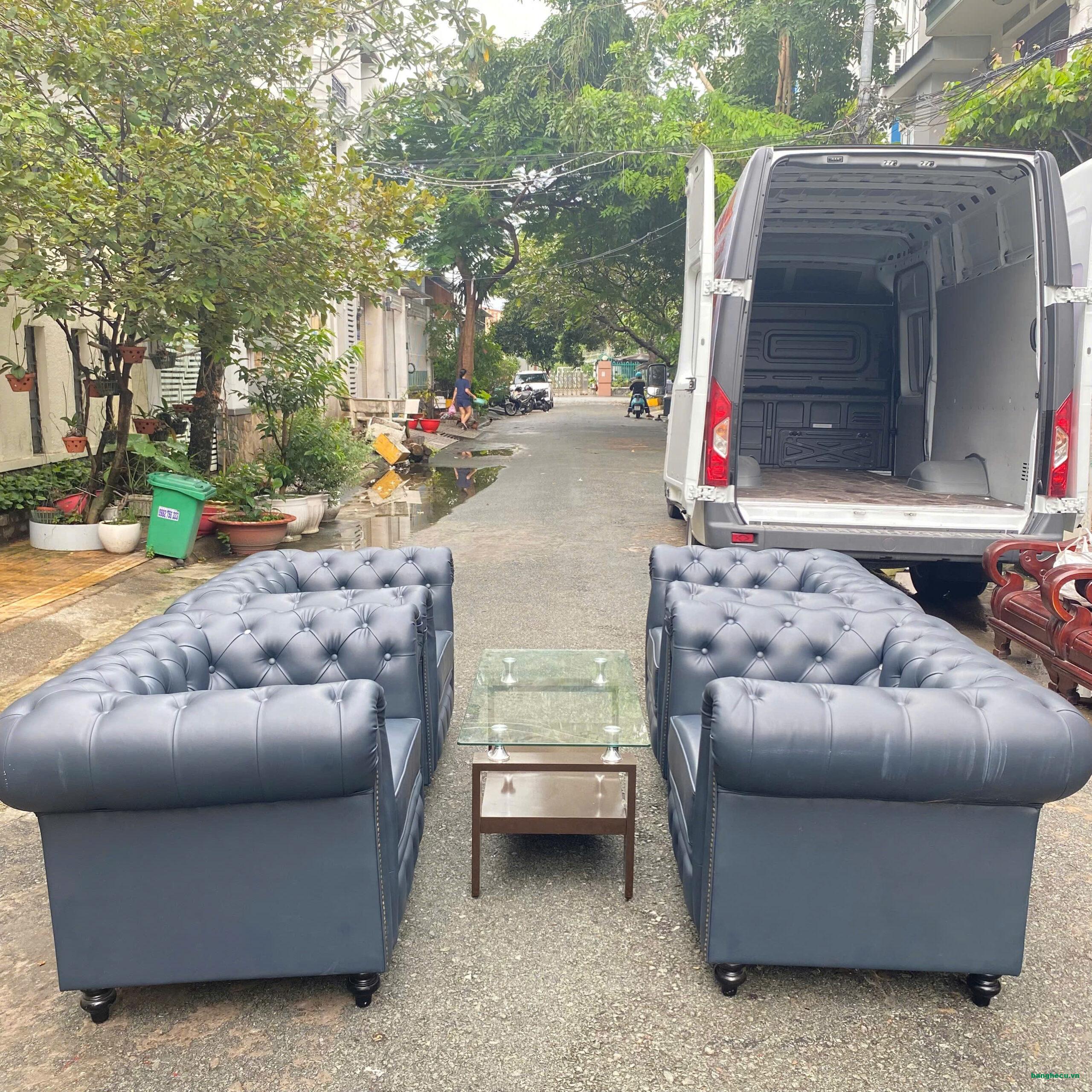 Ghế sofa tân cổ điển bọc da sang trọng thanh lý - Ảnh 3