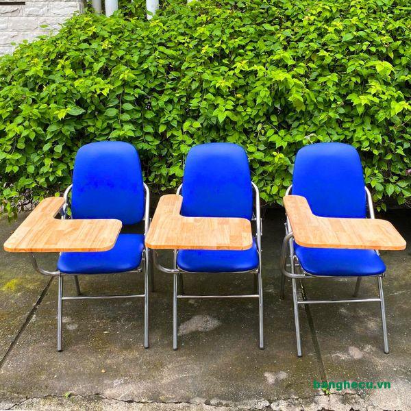 Ghế liền bàn học mặt gỗ chân inox mới 100%