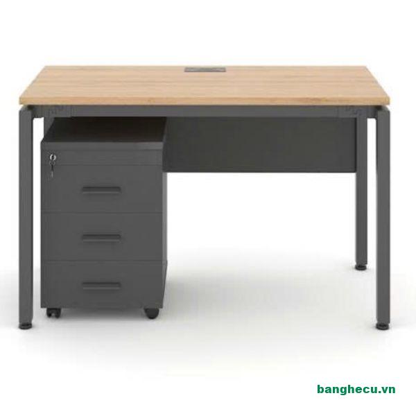 Bàn làm việc đơn chân sắt có yếm che lửng hiện đại