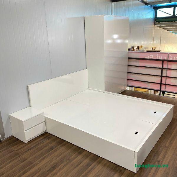 Combo giường tủ gỗ MDF màu trắng hiện đại