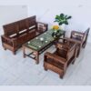 Bộ ghế salon gỗ, sofa gỗ sồi màu óc chó giá tốt