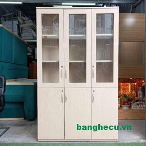 Tủ hồ sơ cửa kính 3 buồng 1m2x2m1 màu trắng thanh lý