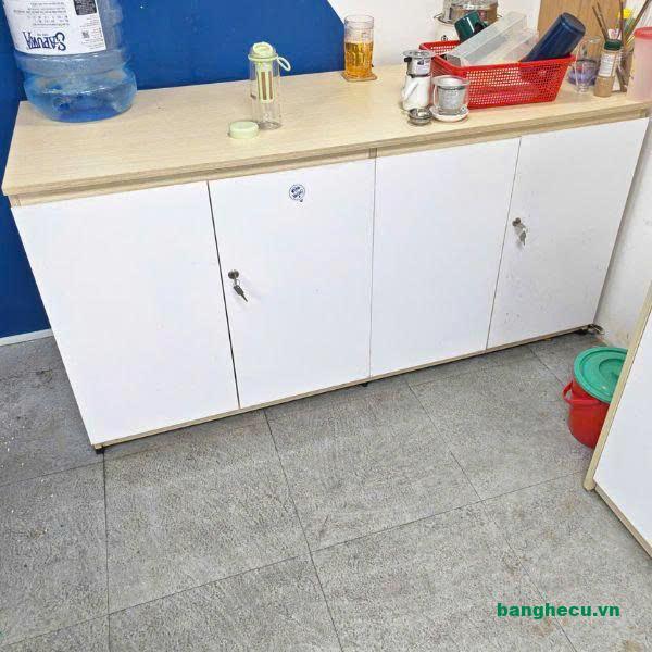 Tủ hồ sơ thấp gỗ MDF màu kem 1m6x80cm