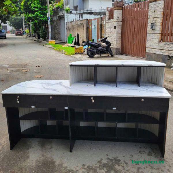 Quầy lễ tân văn phòng chữ L gỗ MDF như mới - Ảnh 2