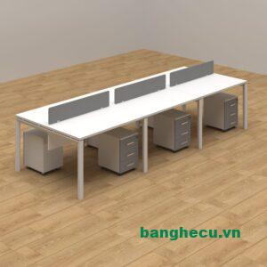 Bàn làm việc văn phòng chân sắt hiện đại 6 chỗ ngồi