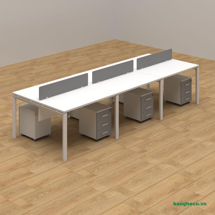 Bàn làm việc văn phòng chân sắt hiện đại 6 chỗ ngồi