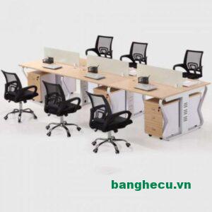 Bộ bàn làm việc nhóm chân sắt 6 người cao cấp