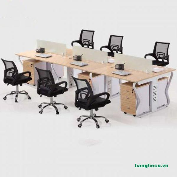 Bộ bàn làm việc nhóm chân sắt 6 người cao cấp
