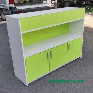 Tủ hồ sơ tài liệu gỗ MDF trắng xanh như mới