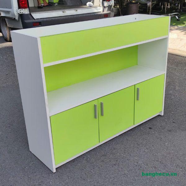 Tủ hồ sơ tài liệu gỗ MDF trắng xanh như mới