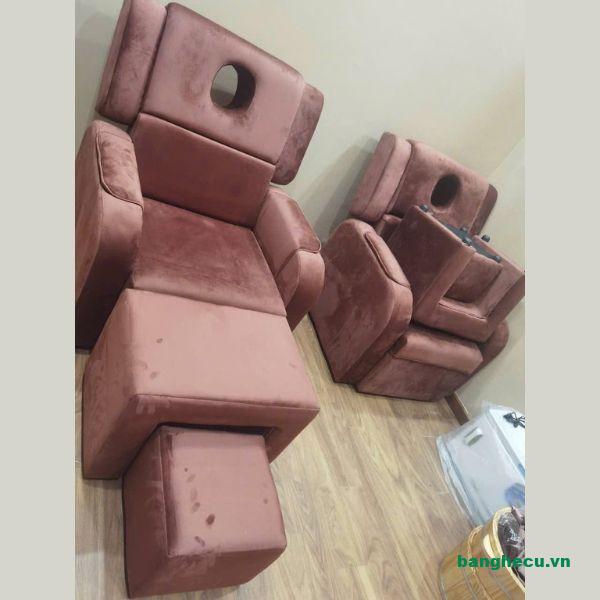 Ghế massage chân spa vải nhung hồng cũ đẹp