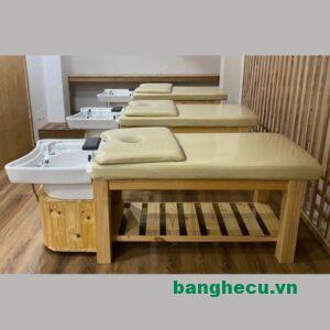 Giường gội đầu dưỡng sinh 2 in 1 màu gỗ thanh lý