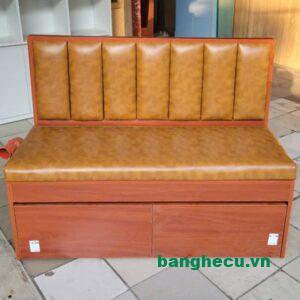 Ghế sofa băng khung gỗ nệm da đẹp 2 hộc tiện lợi
