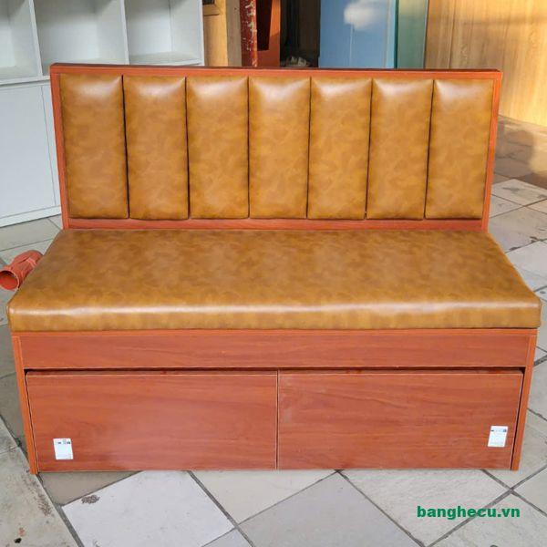 Ghế sofa băng khung gỗ nệm da đẹp 2 hộc tiện lợi